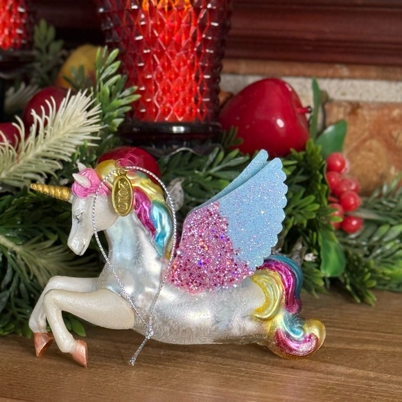 2017 Colorful Unicorn Ornament with Glitter Wings - Picture 1 of 11